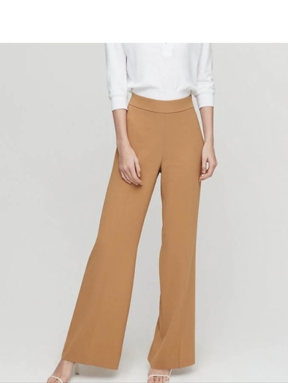 Aritzia Babaton Lincoln Pant Wide Leg Japanese Crepe Tan 8